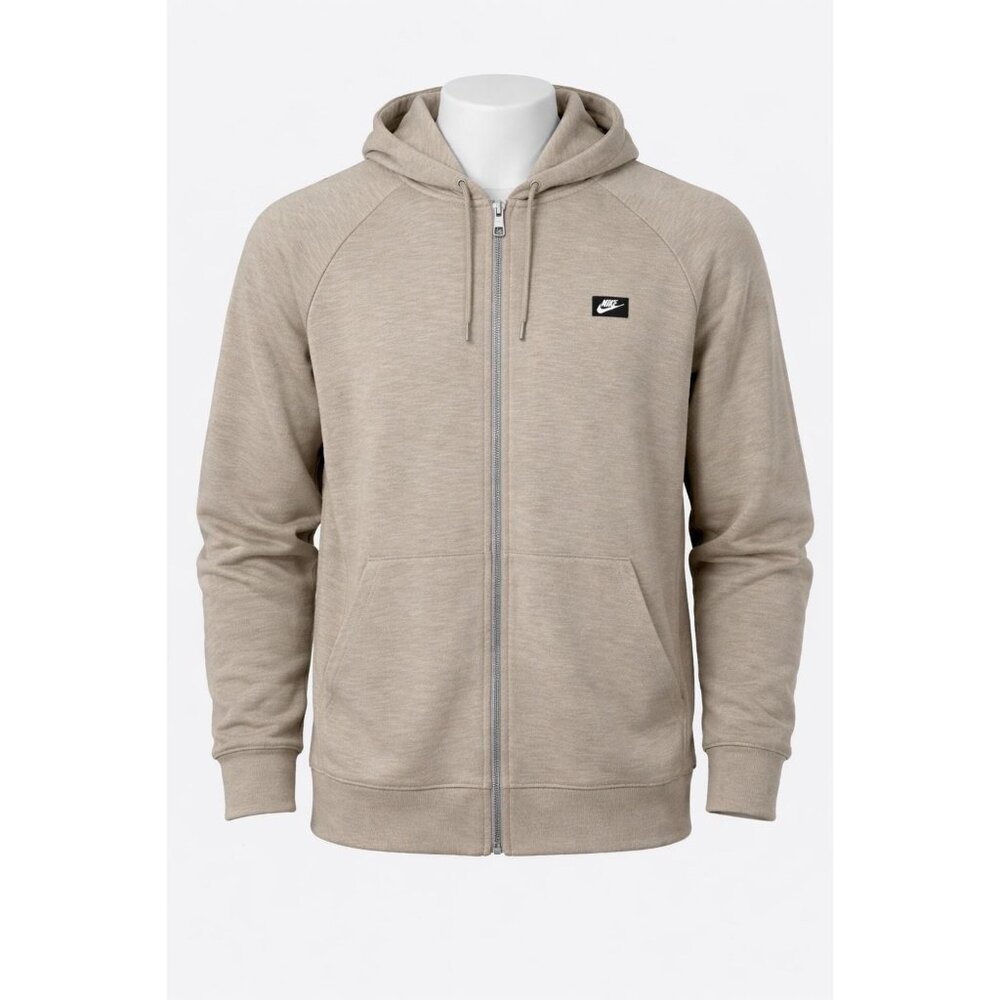 Nike Size 2XL Light Beige Full Zip Hoodie Minimalist Athleisure Streetwear Mens